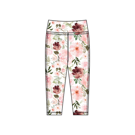 ( Moq 5 ) Preorder Baby Girls Kids Yoga Active Flower Leggings Pants Bottoms