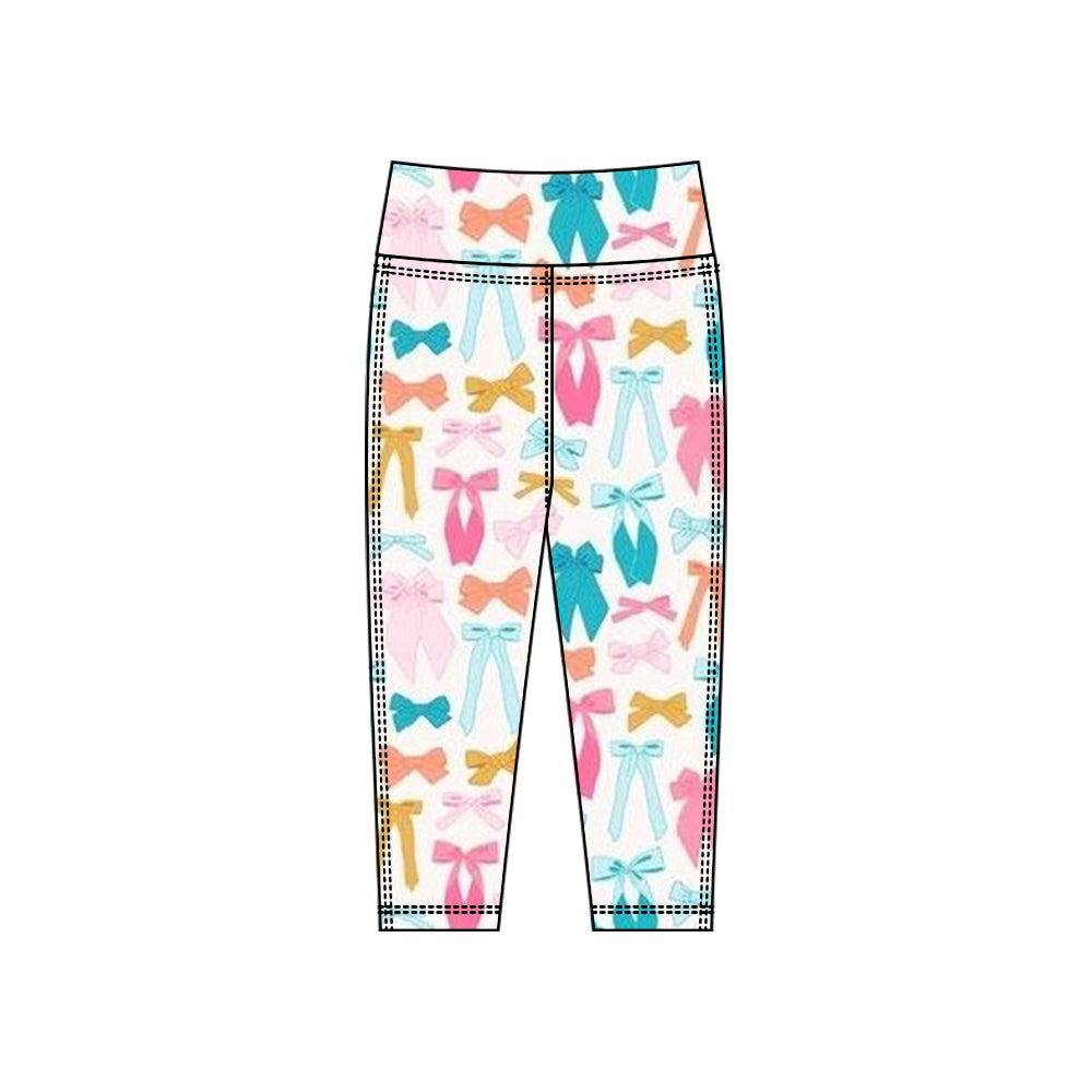 ( Moq 5 ) Preorder Baby Girls Colorful Bows Yoga Active Leggings Pants Bottoms