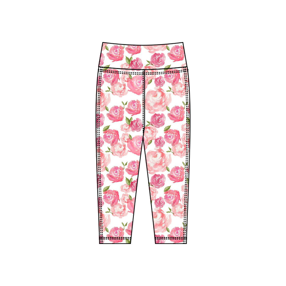 ( Moq 5 ) Preorder Baby Girls Yoga Active Flower Leggings Pants Bottoms