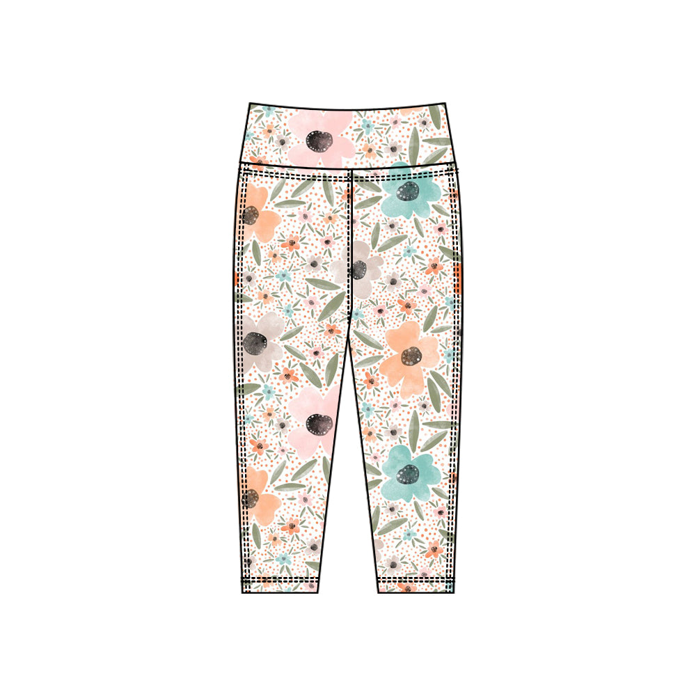 ( Moq 5 ) Preorder Baby Girls Flower Yoga Active Leggings Pants Bottoms