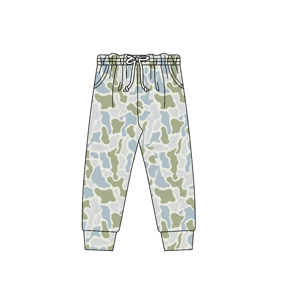 ( Moq 5 ) Preorder Baby Boys Green Blue Camo Pockets Jogger Drawstring Waist Pants