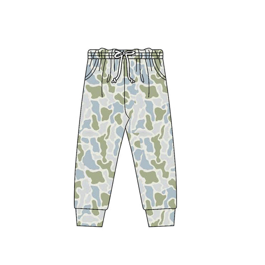 ( Moq 5 ) Preorder Baby Boys Green Blue Camo Pockets Jogger Drawstring Waist Pants