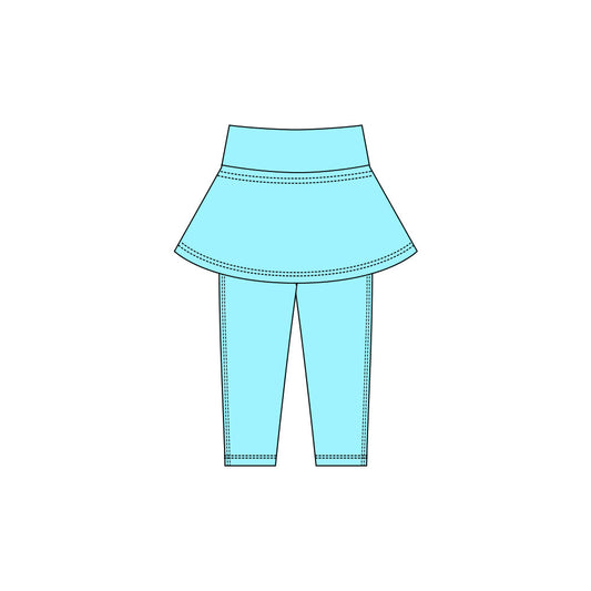 ( Moq 5 ) Preorder Baby Girls Kids Yoga Blue Skirt Leggings Pants Bottoms