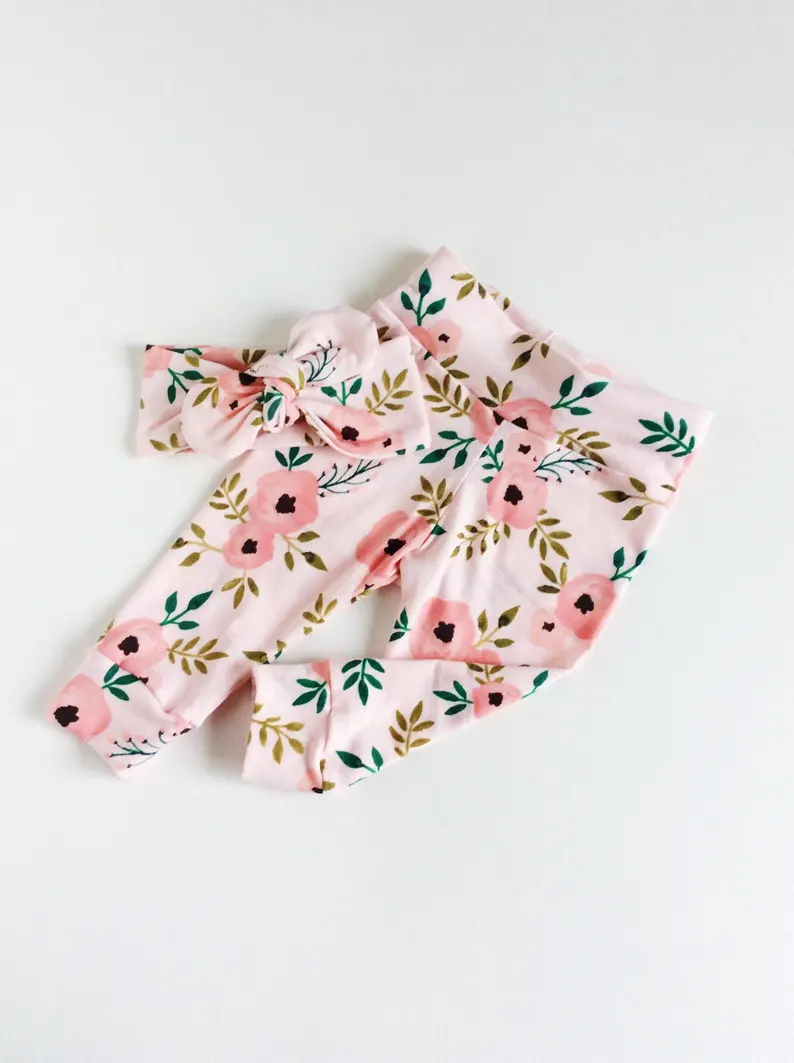 ( Moq 5 ) Preorder Baby Girls Kids Flower Legging Pants Bottoms