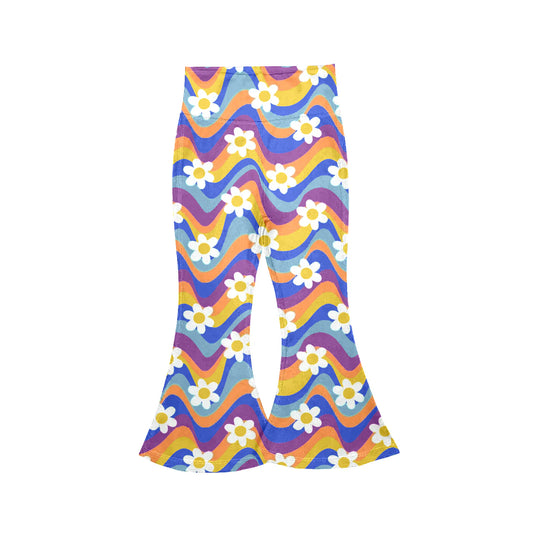 ( Moq 5 ) Preorder Baby Girls Kids Flower Yoga Active Bell Bottoms Pants