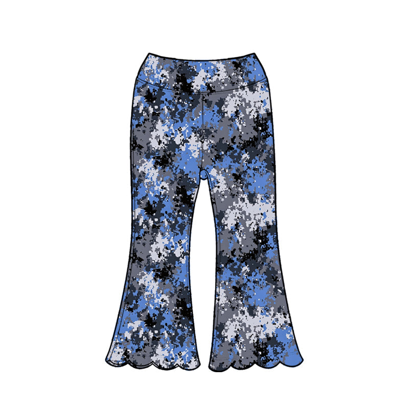 ( Moq 5 ) Baby Girls Kids Scallop Pants Bottoms Camo Blue Clothes