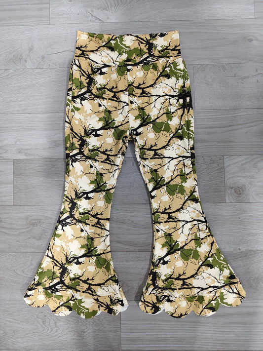 ( No moq ) Baby Girls Kids Leaves Scallop Pants Bottoms Southern Camo Clothes
