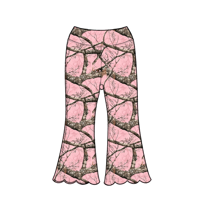 ( Moq 5 ) Baby Girls Kids Pink Scallop Pants Bottoms Camo Clothes