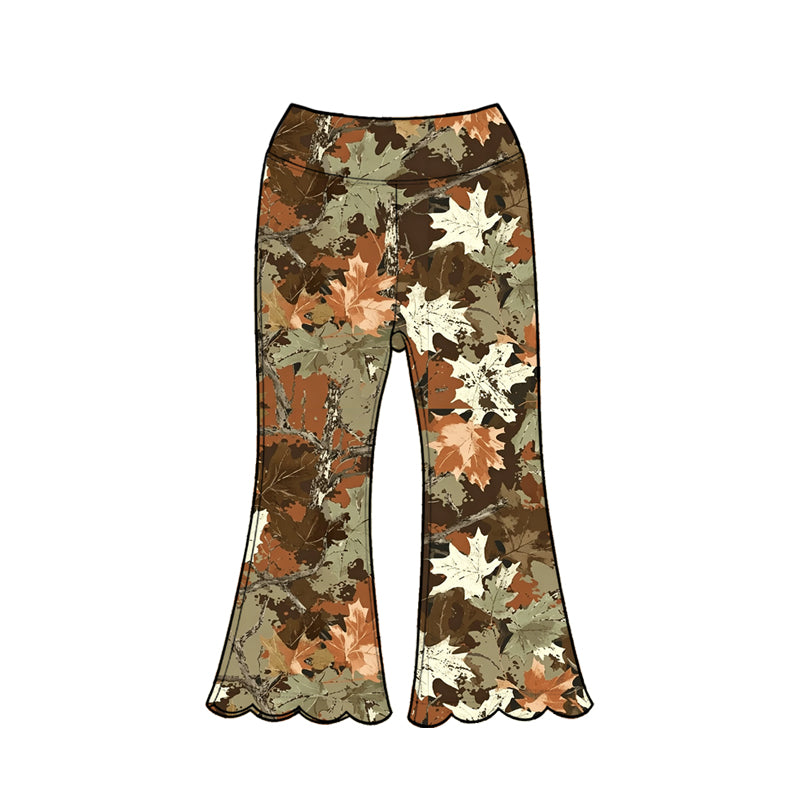 ( Moq 5 ) Baby Girls Kids Leaves Scallop Pants Bottoms Camo Clothes