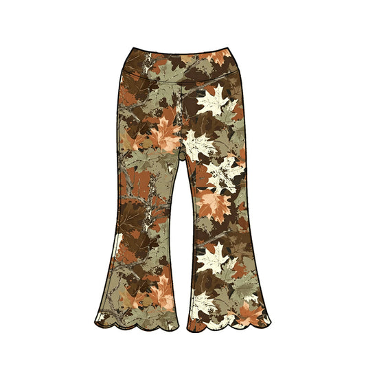 ( Moq 5 ) Baby Girls Kids Leaves Scallop Pants Bottoms Camo Clothes