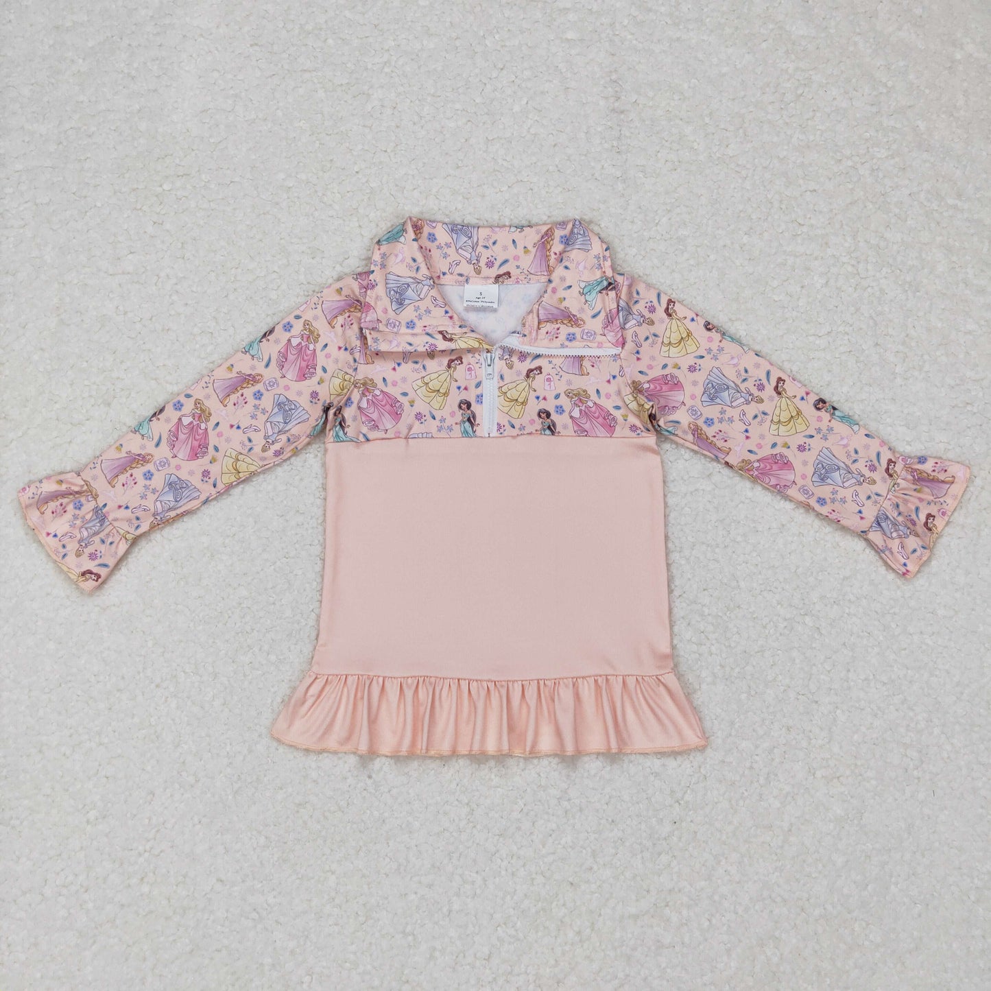 GT0297 Baby Girl Long Sleeves Princess Zipper Pullover