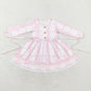 Baby Girl Long Sleeves Pink Bows Christmas Ruffle Dress