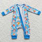 LR0617 Baby Boy Blue Zipper One Piece Romper