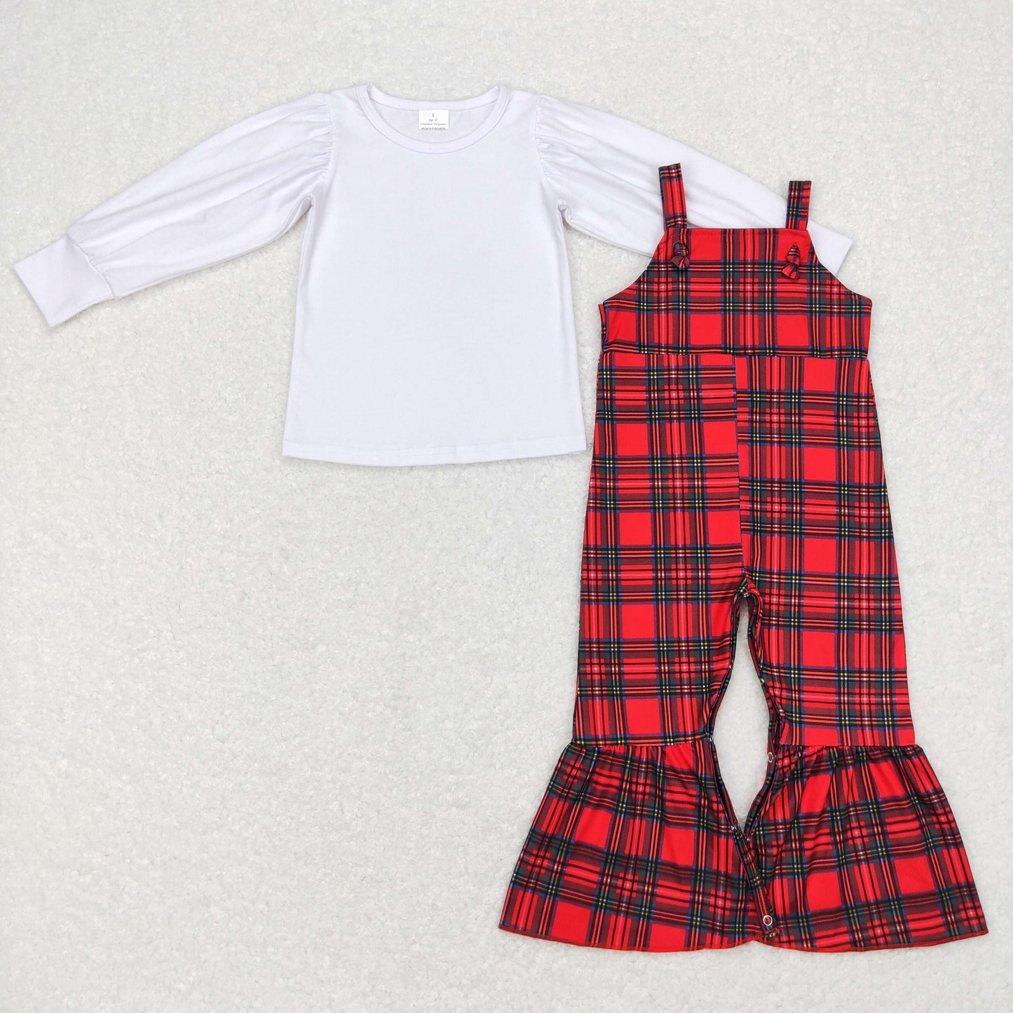 SR0479 Baby Girl Christmas Plaid Jumpsuit