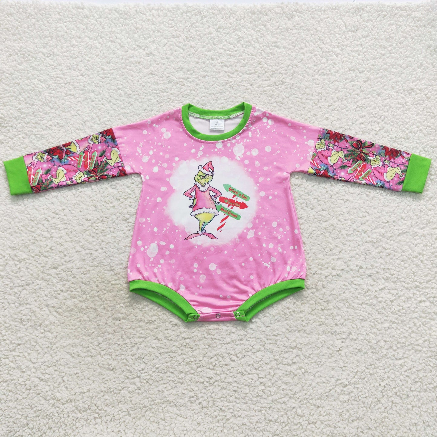 LR0439 Baby Girl Christmas Face Romper