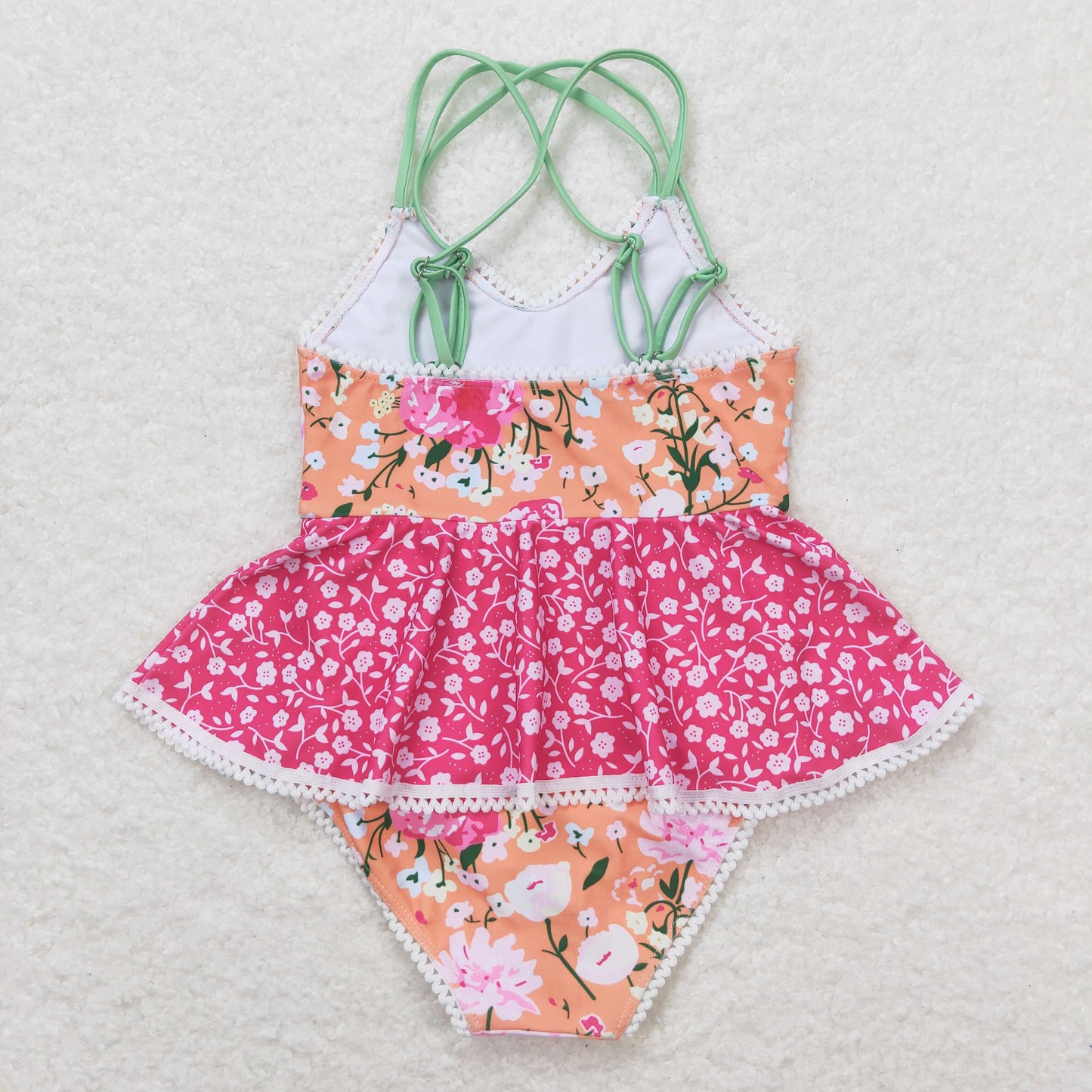 Baby Girl Sleeveless Floral One Piece Flower Swimsuit