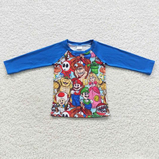 BT0264 Baby Boy Blue Long Sleeves Cartoon Shirt