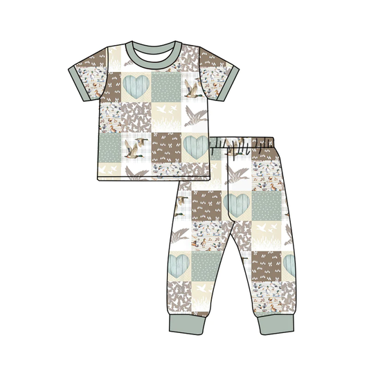 Moq 3 Pre-order BSPO0352 Baby Boy Short Sleeves Ducks Shirt Pants Pajamas Set