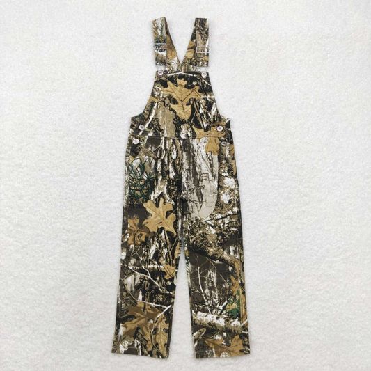 Baby Kids Brown Leaves Camo Denim Strap Overall jumpsuit