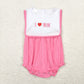 Baby Girl Sleeveless Embroidery I Love Mom Pink One Piece Romper