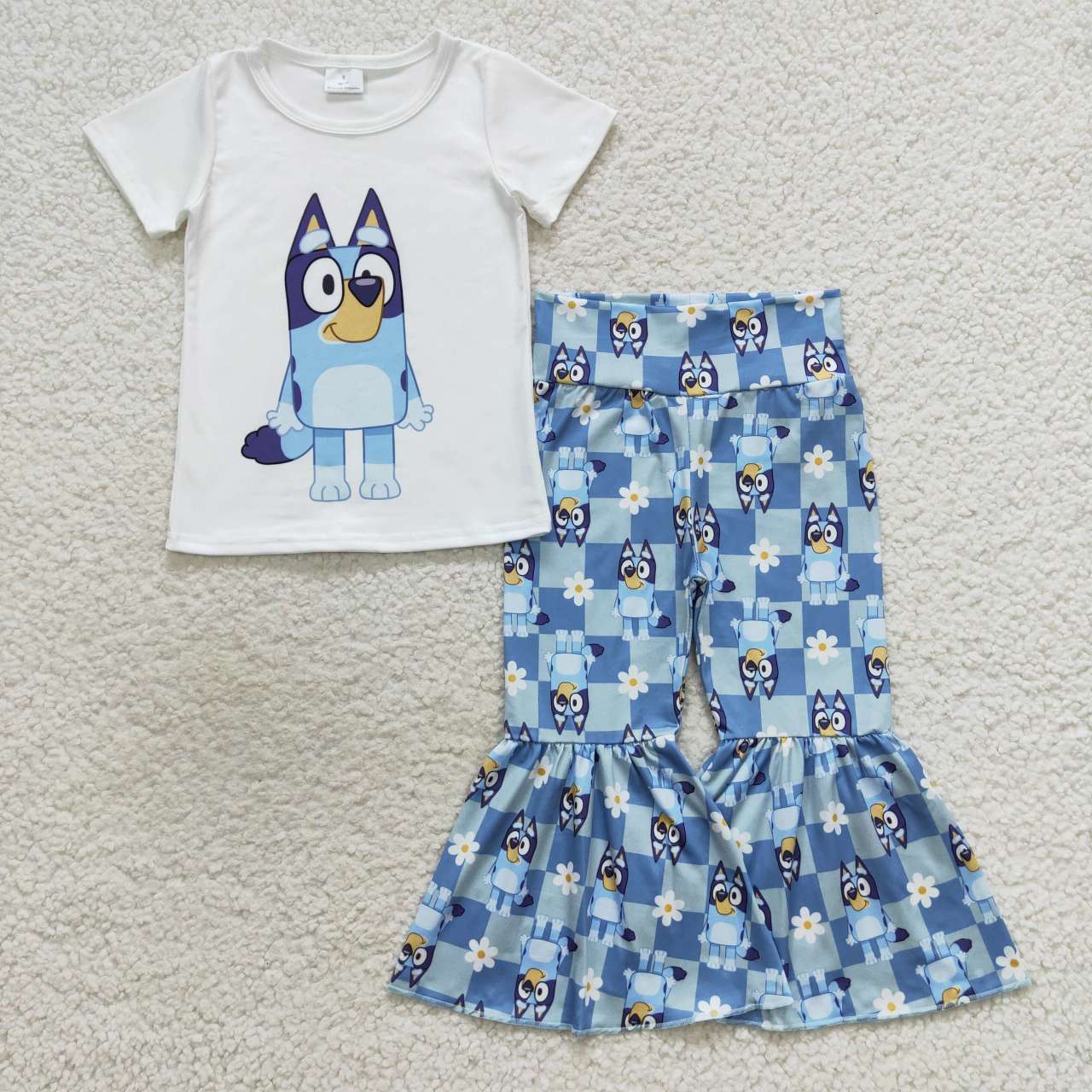 GSPO0861 Baby Girl Short Sleeves Dogs Bell Pants Outfit