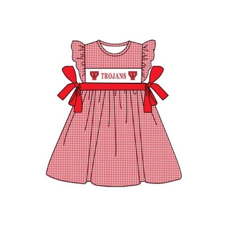 baby girl red checkered flutter sleeves team dress