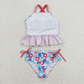 S0253 July 4th Baby Girl Sleeveless Floral Set Summer Swimsuit