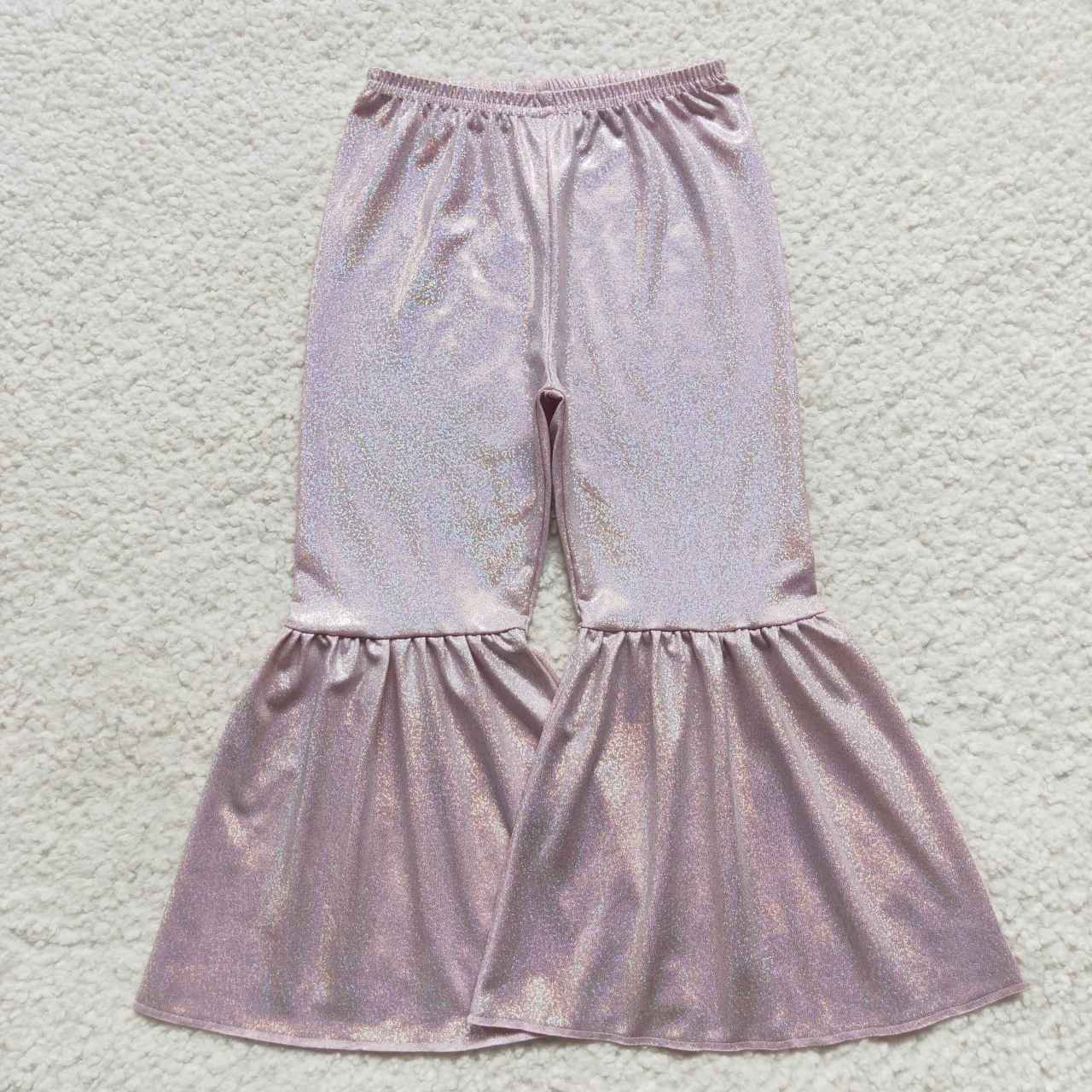 P0179 Baby Girl Holographic Spandex Bell Bottom Pants