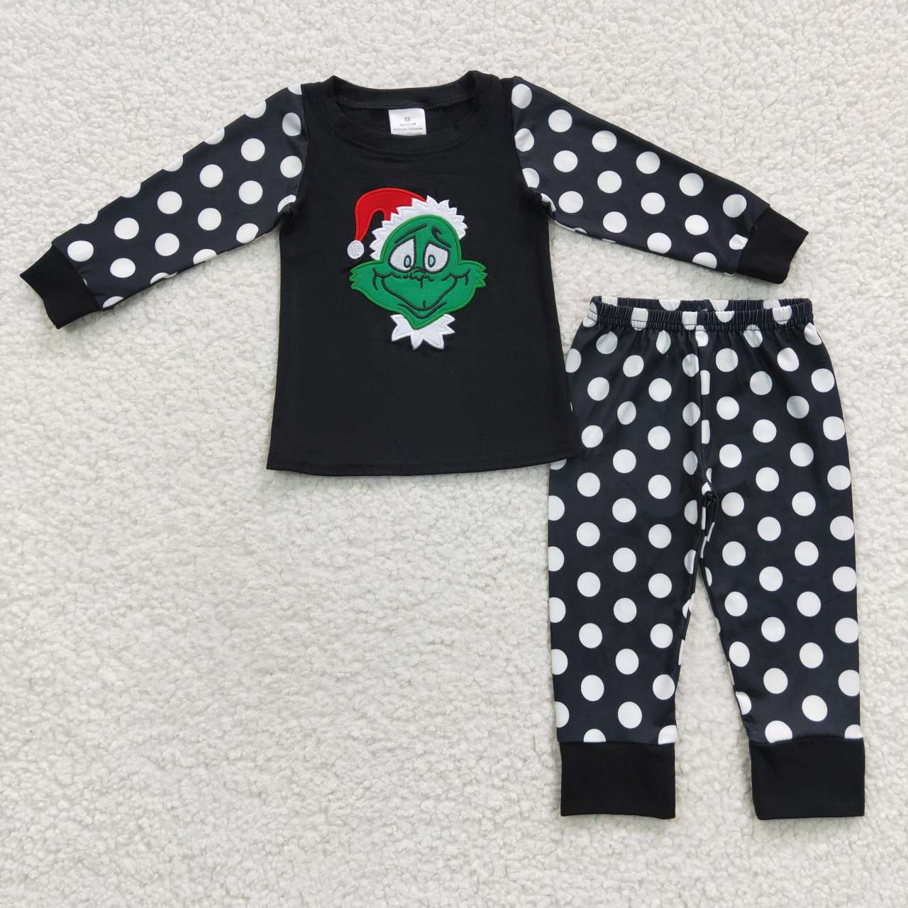 6 B13-17 Baby Girl Long Sleeves Embroidery Shirt Dots Pants Christmas Pajamas Outfit