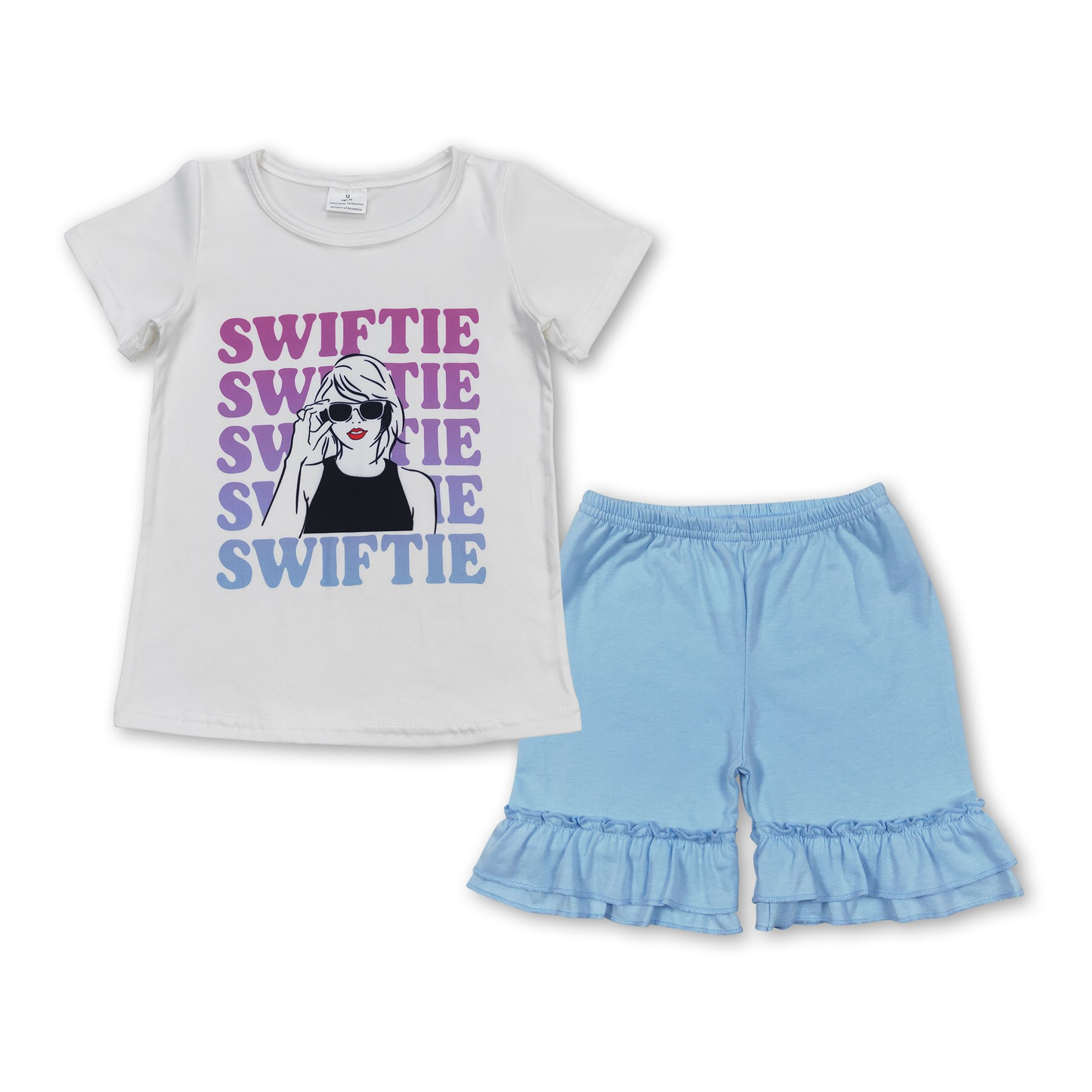 GSSO1392 Baby Girl Singer Shirt Blue Shorts Summer Set