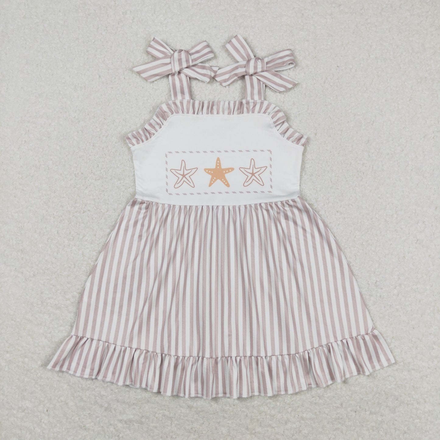 Baby Girl Sleeveless Starfish Stripes Summer Dress