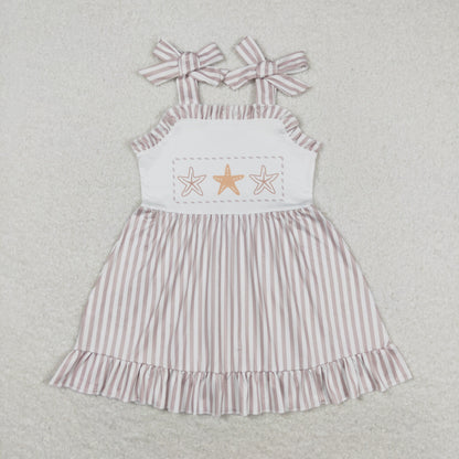 Baby Girl Sleeveless Starfish Stripes Summer Dress