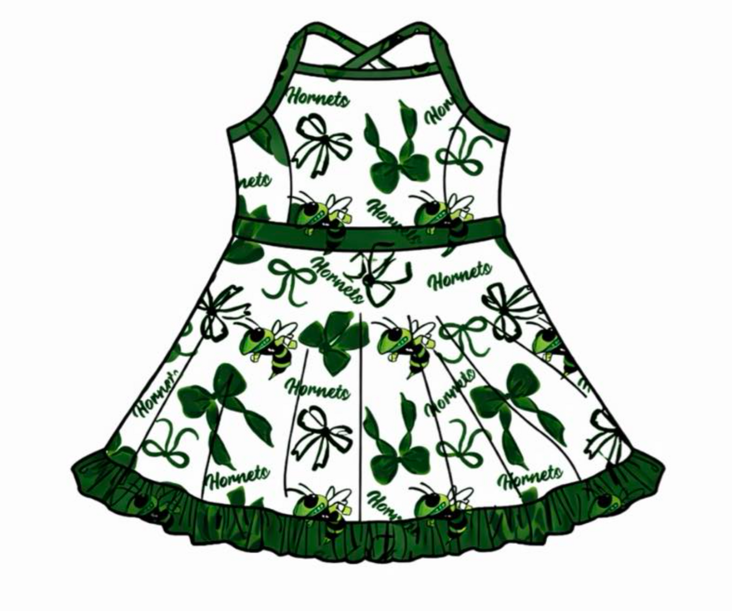 ( Moq 5 ) Baby Girls Toddler Straps Bows Team Knee Length Dresses Set
