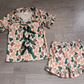 Baby Girls Kids Camo Green Bows Buttons Shirt Ruffle Shorts Hunting Pajamas Set RTS