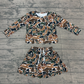 ( No moq ) Preorder Baby Girls Kids Long Sleeves Shirt Scallop Pockets Skirt Shorts Brown Camo Set Clothes