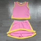 ( No moq ) Preorder Baby Girls Kids Sleeveless Shirt Skirt Shorts Cotton Pink Set Clothes