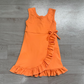 ( No moq ) Preorder Baby Girls Kids Sleeveless Orange Scallop Yoga Active Knee Length Dress
