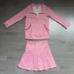 ( No moq ) Preorder Baby Girls Kids Long Sleeves Pink Stripes Zipper Shirt Skirt Shorts Set Yoga Active Clothes