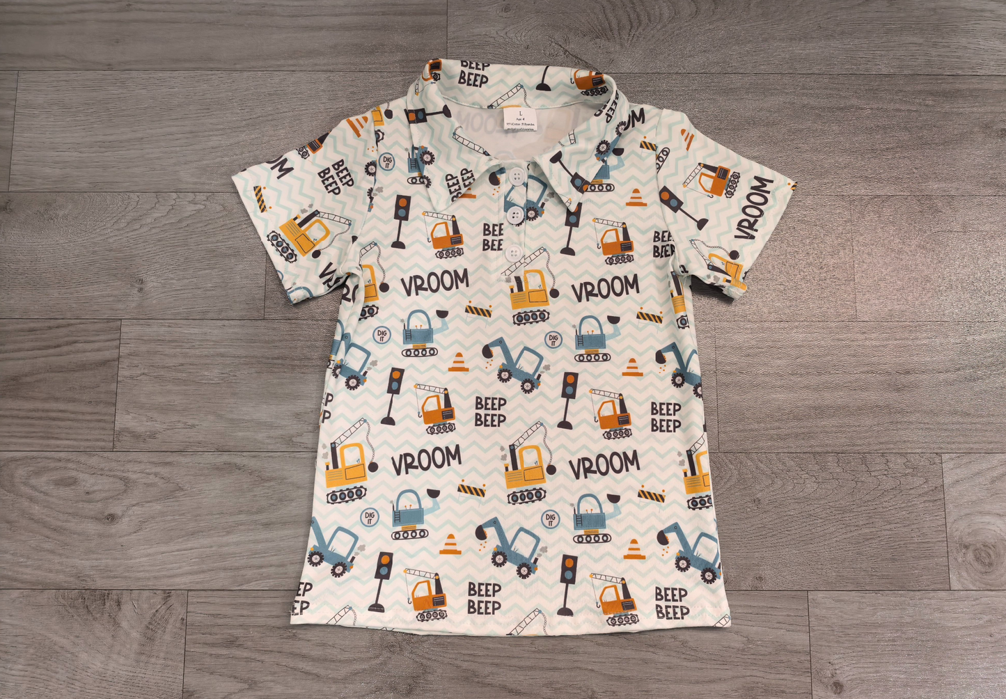 ( No moq ) Preorder Baby Boys Toddler Short Sleeves Construction Polo Shirt Tops