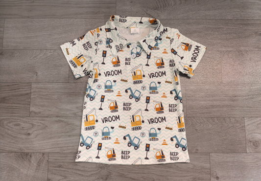 ( No moq ) Preorder Baby Boys Toddler Short Sleeves Construction Polo Shirt Tops