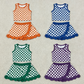 Sibling Baby Girls Kids Sleeveless Checked Shirts Scallop Skirts Shorts Yoga Active Sets Clothes RTS