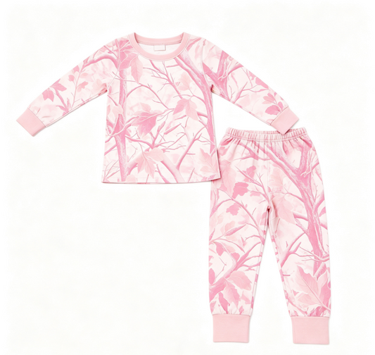 ( Moq 5 ) Custom Baby Girls Kids Long Sleeves Camo Print Shirt Pants Set Christmas Pajamas Clothes