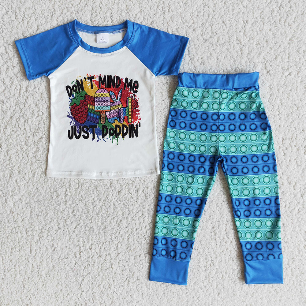 Promotion Baby boy Dinosaur Blue Pants Set