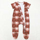 Promotion Baby Kids Infant Short Sleeves Cow Aztec Western Footie Zipper Romper RTS