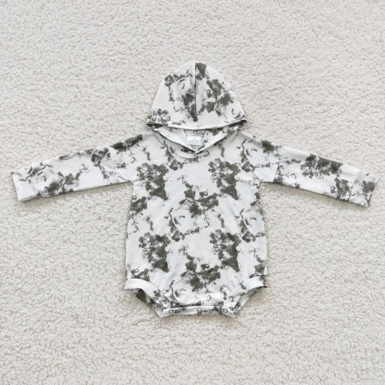 LR0270 Baby Kids Long Sleeves Hoodie Tye Dye Romper