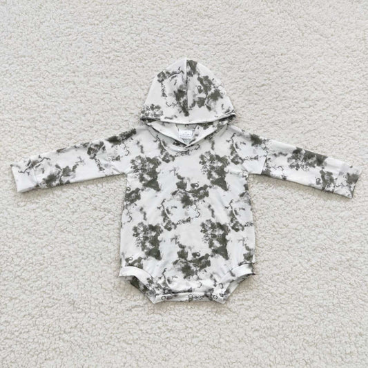 LR0270 Baby Kids Long Sleeves Hoodie Tye Dye Romper