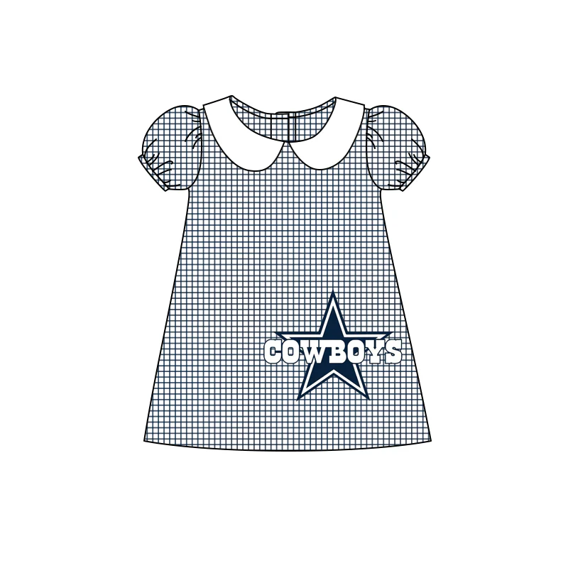 Baby Girl Short Sleeves Cowboys Plaid Dress