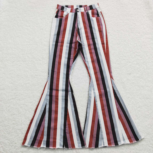 P0152 Adult Women Striped Denim Jeans Bell Pants