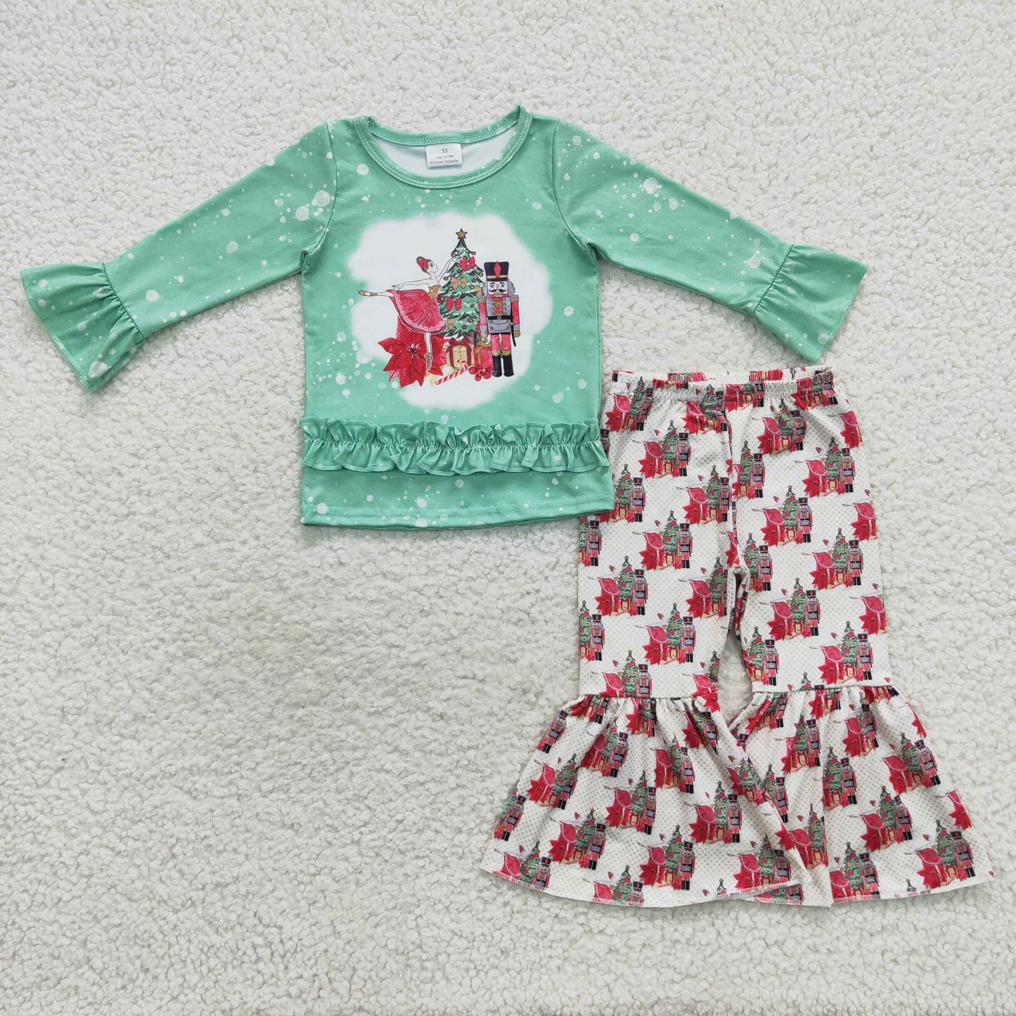 GLP0577 Baby Girl Long Sleeves Bell Pants Christmas Tree Ballet Outfit