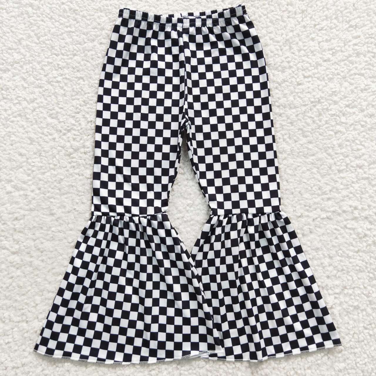 P0146 Baby Girl Black Checkered Bell Pants